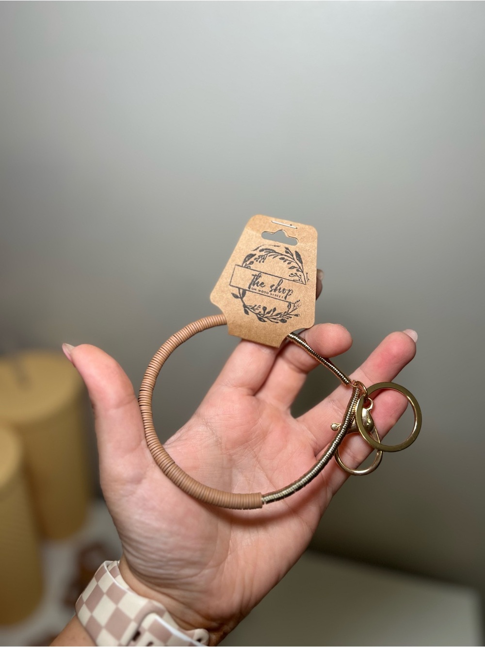 Brown Wristlet Key Ring Bracelet